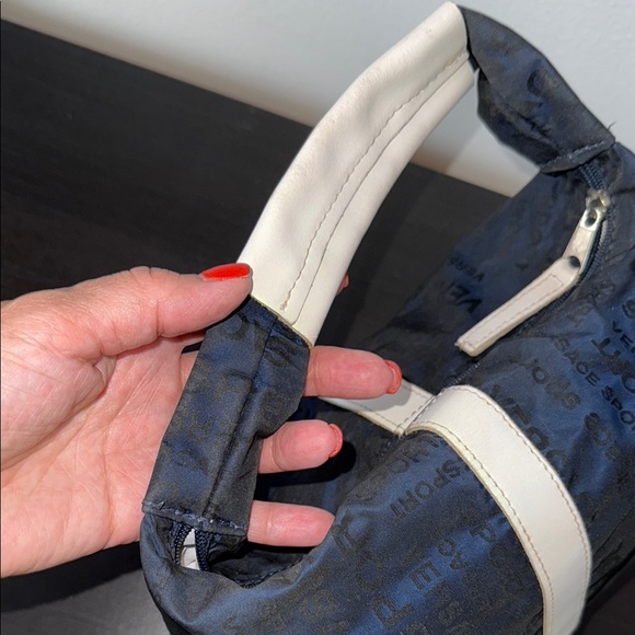 Versace Blue Nylon with White Leather Mini Bag with Elegant Logo Design - Picture 14 of 16